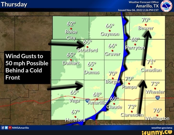 Thursday I Wind Gusts to 50 mph Possible Behind a Cold Front Weather