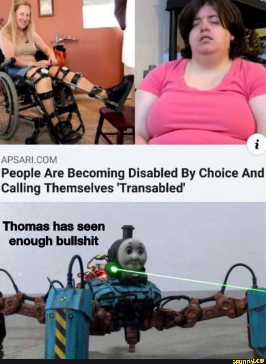 At
People
Are Becoming Disabled By Choice And
Calling Themselves 'Transabled'
Thomas has seen