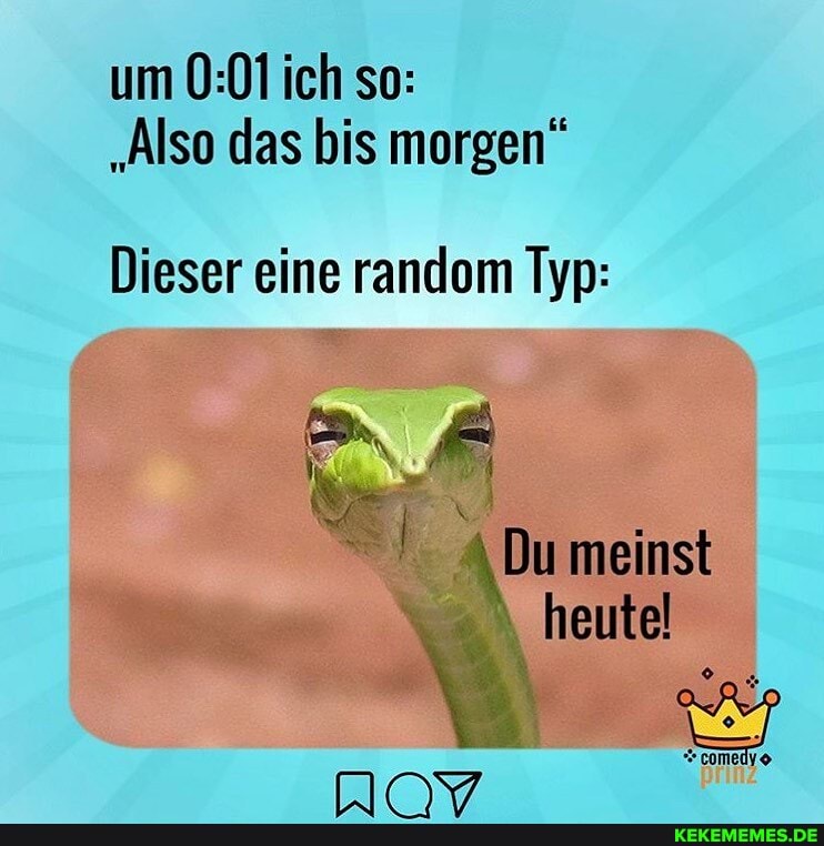 um ich so:
"Also das bis morgen"
Dieser eine random Typ:
Du meinst
heutel