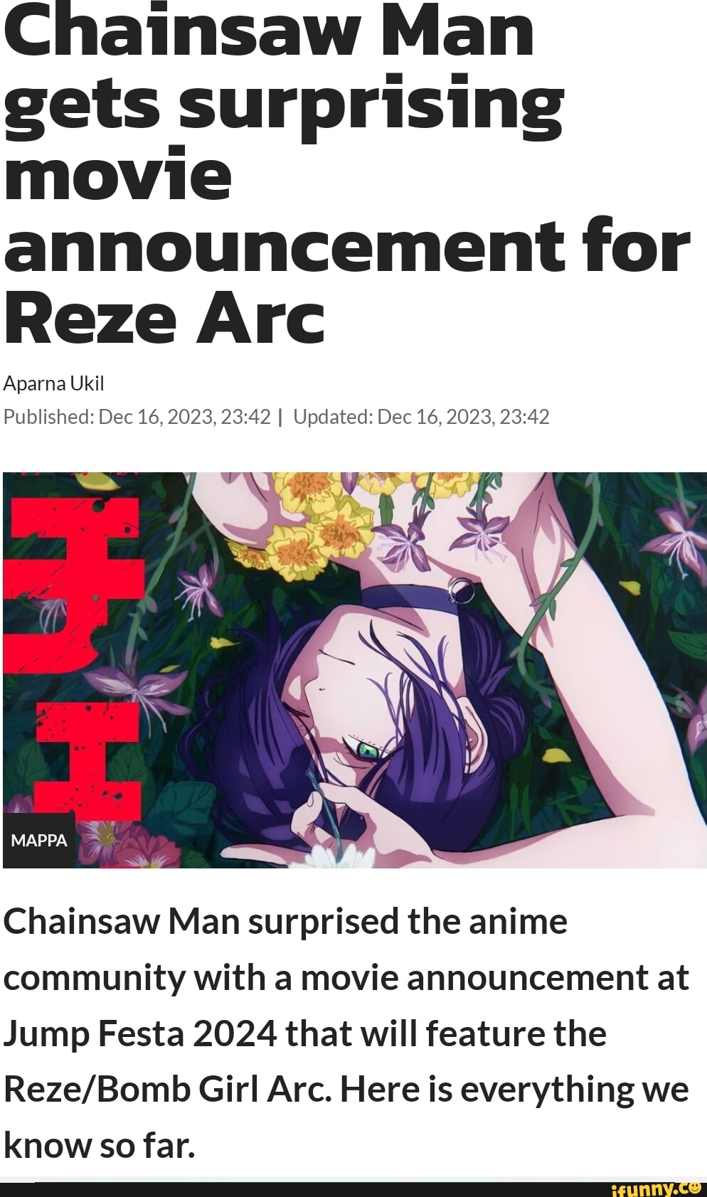 Chainsaw Man gets surprising movie announcement for Reze Arc - Dexerto