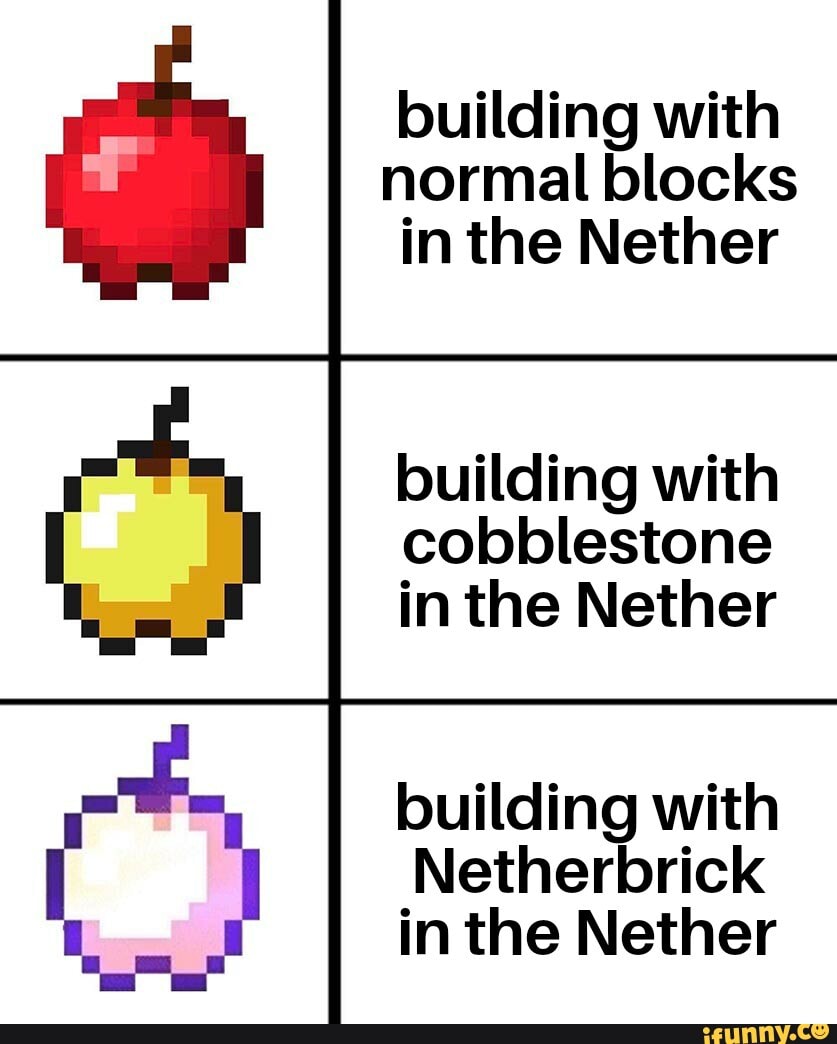 Building with normal blocks in the Nether building with cobblestone in