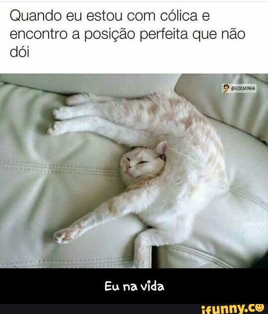 Quando eu estou com cólica e
encontro a posição perfeita que não
dói - Eu na vida