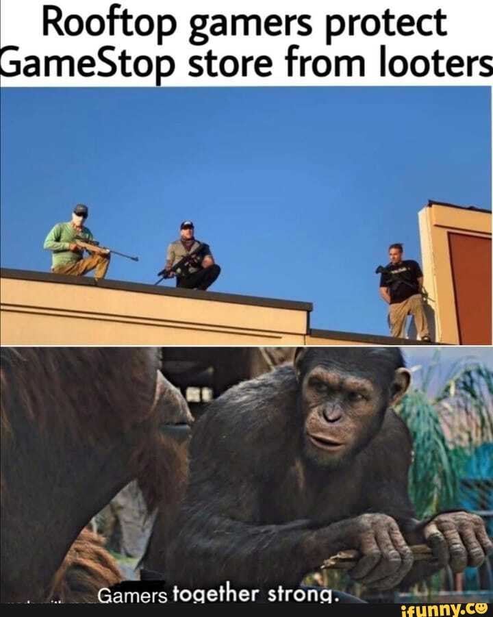 Rooftop gamers protect ameStop store from looters