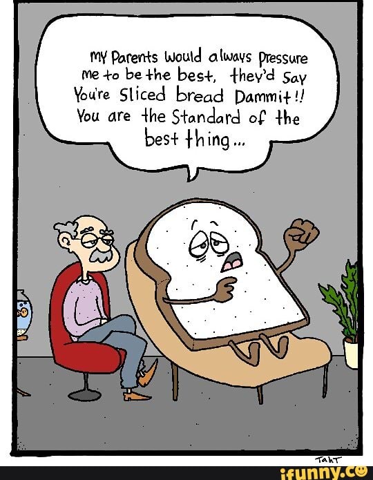 MY Parents Would always Pressure be the best, they'd say
You're Sliced bread Dammit
You are the Standard of the best thing...