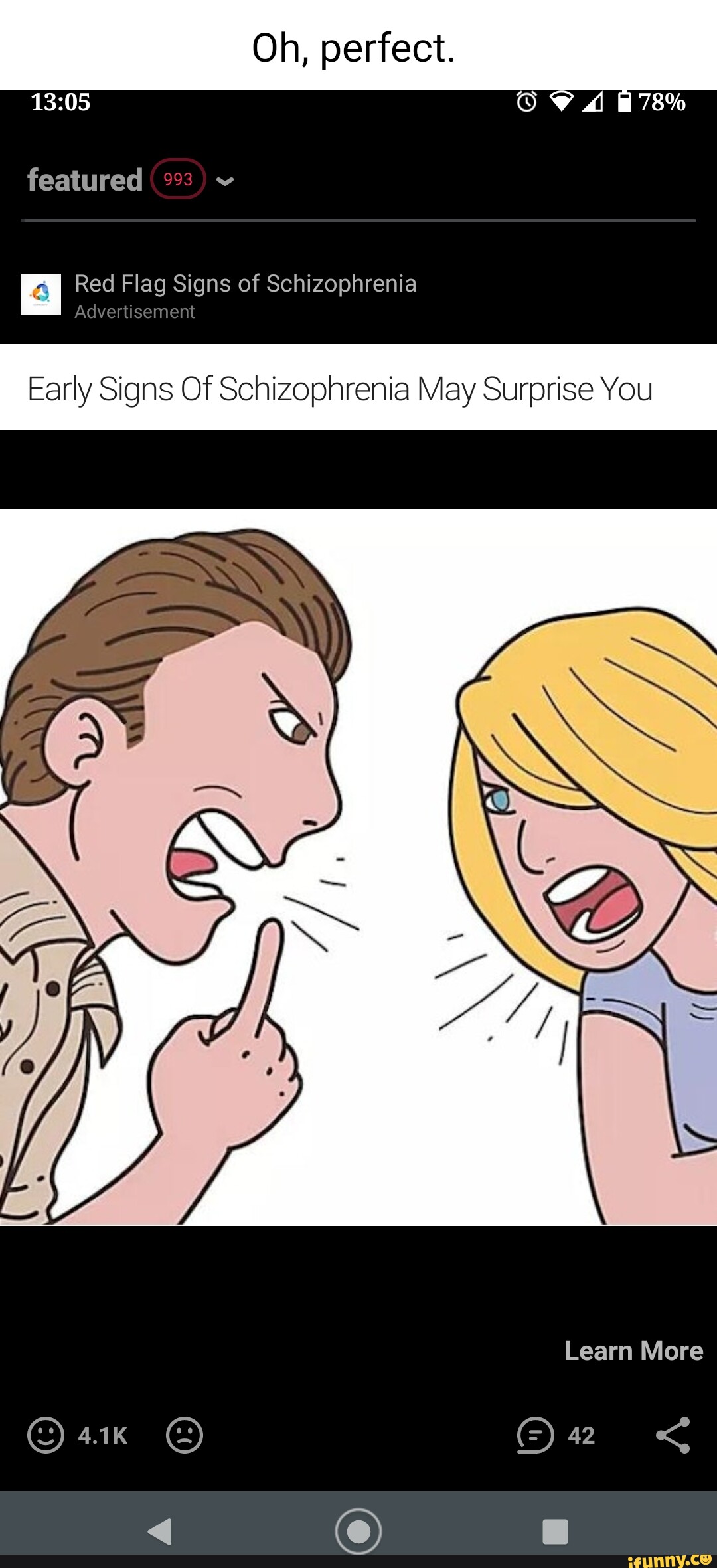 Oh, perfect. featured Red Flag Signs of Schizophrenia Advertisement