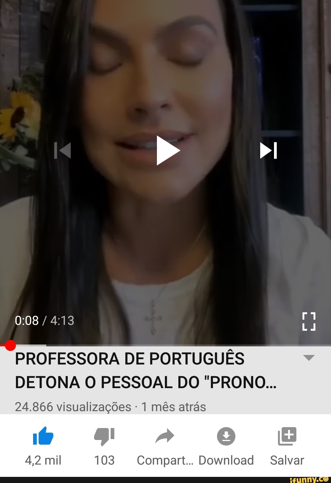 bI
PROFESSORA DE PORTUGUÊS DETONA O PESSOAL DO "PRONO...
24.866 visualizações - 1 mês atrás
é is
4,2 mil 103 Compart.. Download Salvar