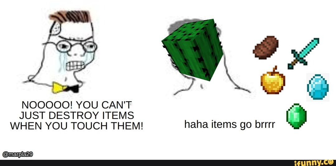 NOOOOO! YOU CAN'T JUST DESTROY ITEMS WHEN YOU TOUCH THEM! haha items go brrrr