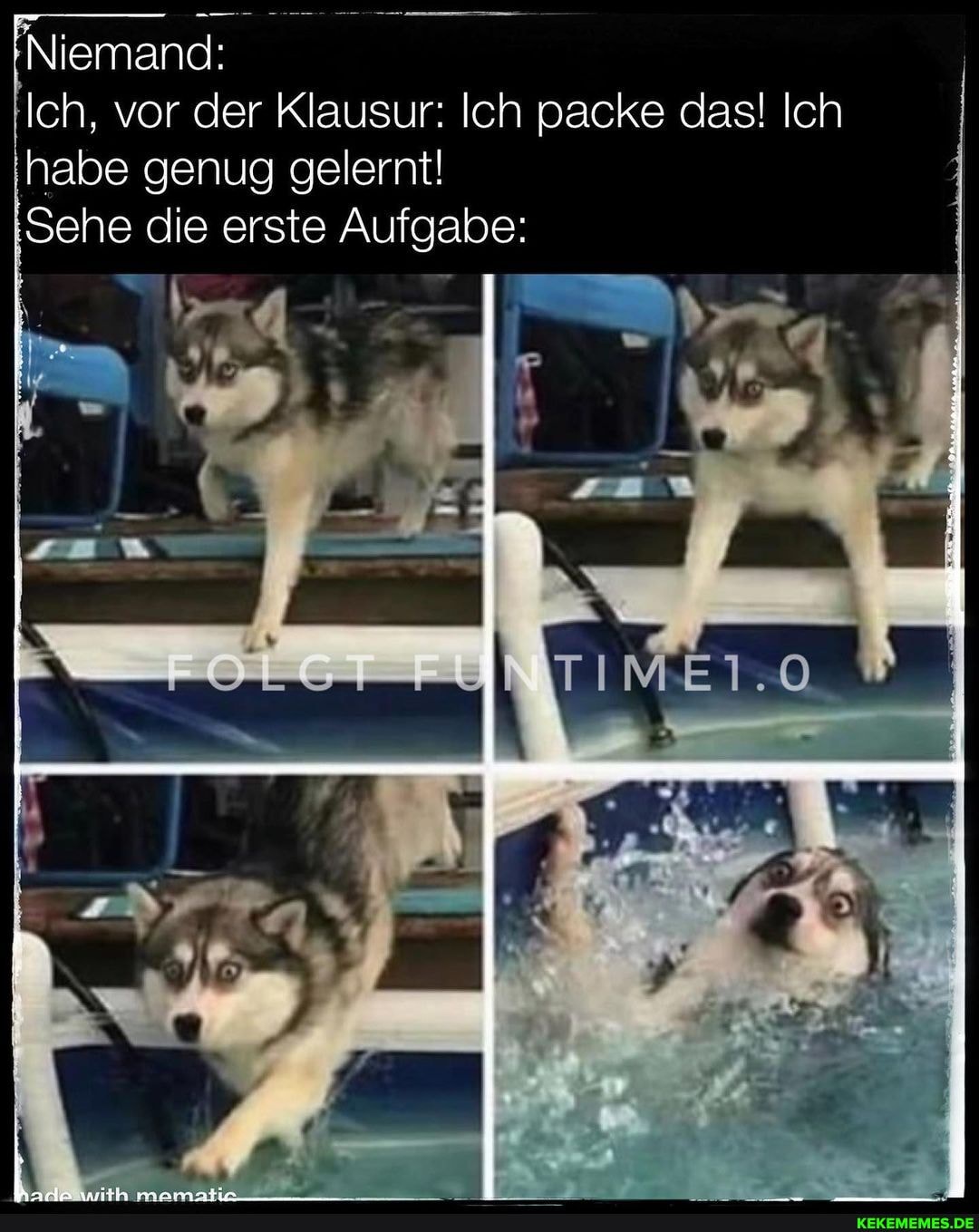 Niemand:
Ich, vor der Klausur: Ich packe das! Ich I habe genug gelernt!
77
Sehe die erste Aufgabe:
% all