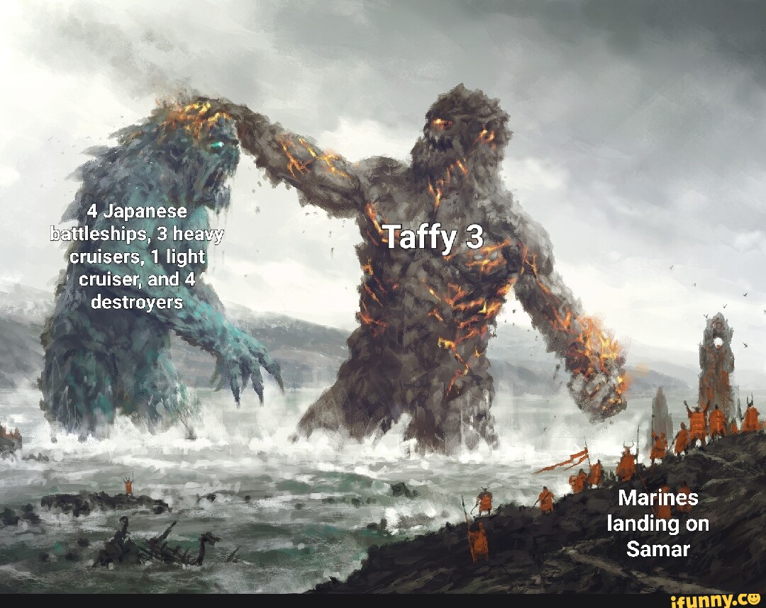 4 Japanese battleships, 3 heavy Taffy 3 'cnuisers, 1 ligh cruiser, and