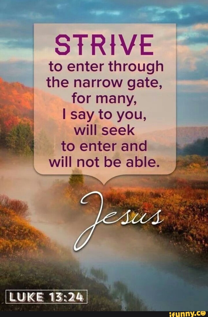 Strive to enter through the narrow gate for many i say to you will