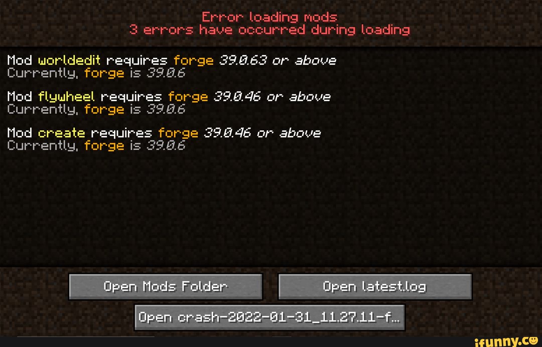 Error loading mods 3 errors have occurred during loading Hod worldedit
