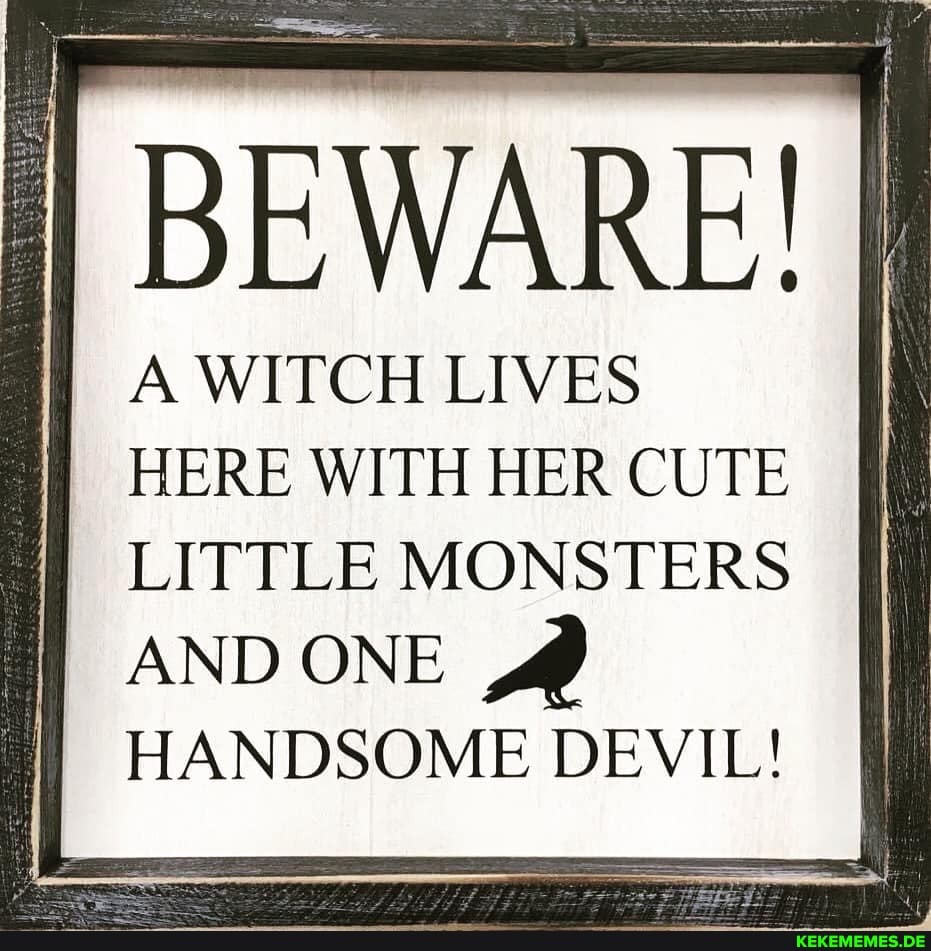 BEWARE!
A WITCH LIVES
HERE WITH HER CUTE
LITTLE MONSTERS AND ONE HANDSOME DEVIL!