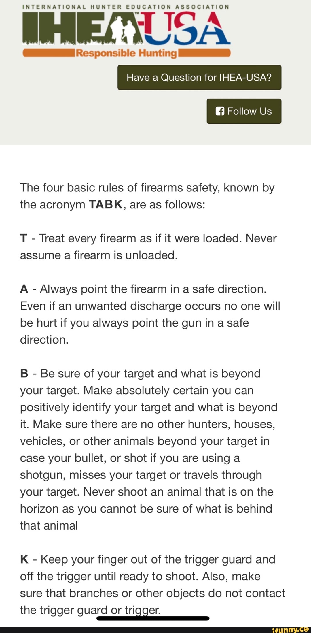 INTERNATIONAL HUNTER EDUCATION ASSOCIATION a THA (II Responsible