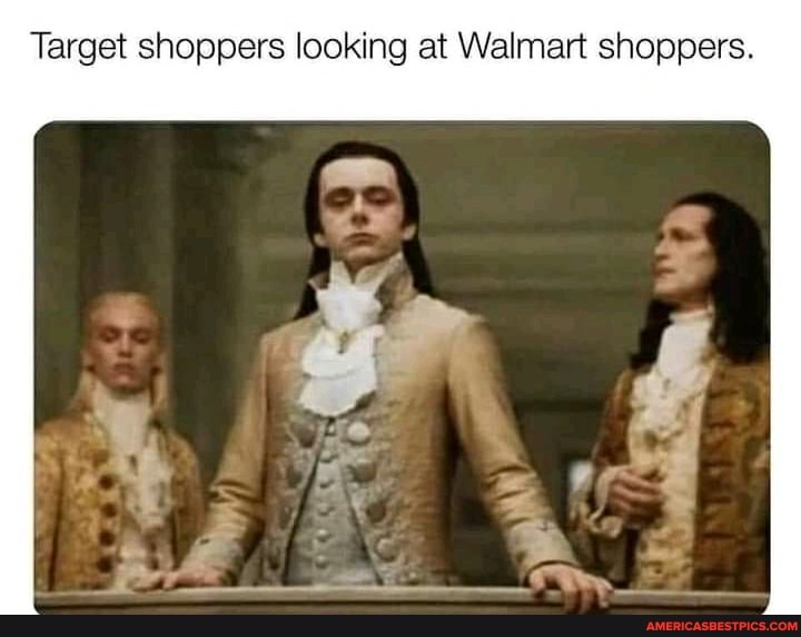 Target shoppers looking at Walmart shoppers.