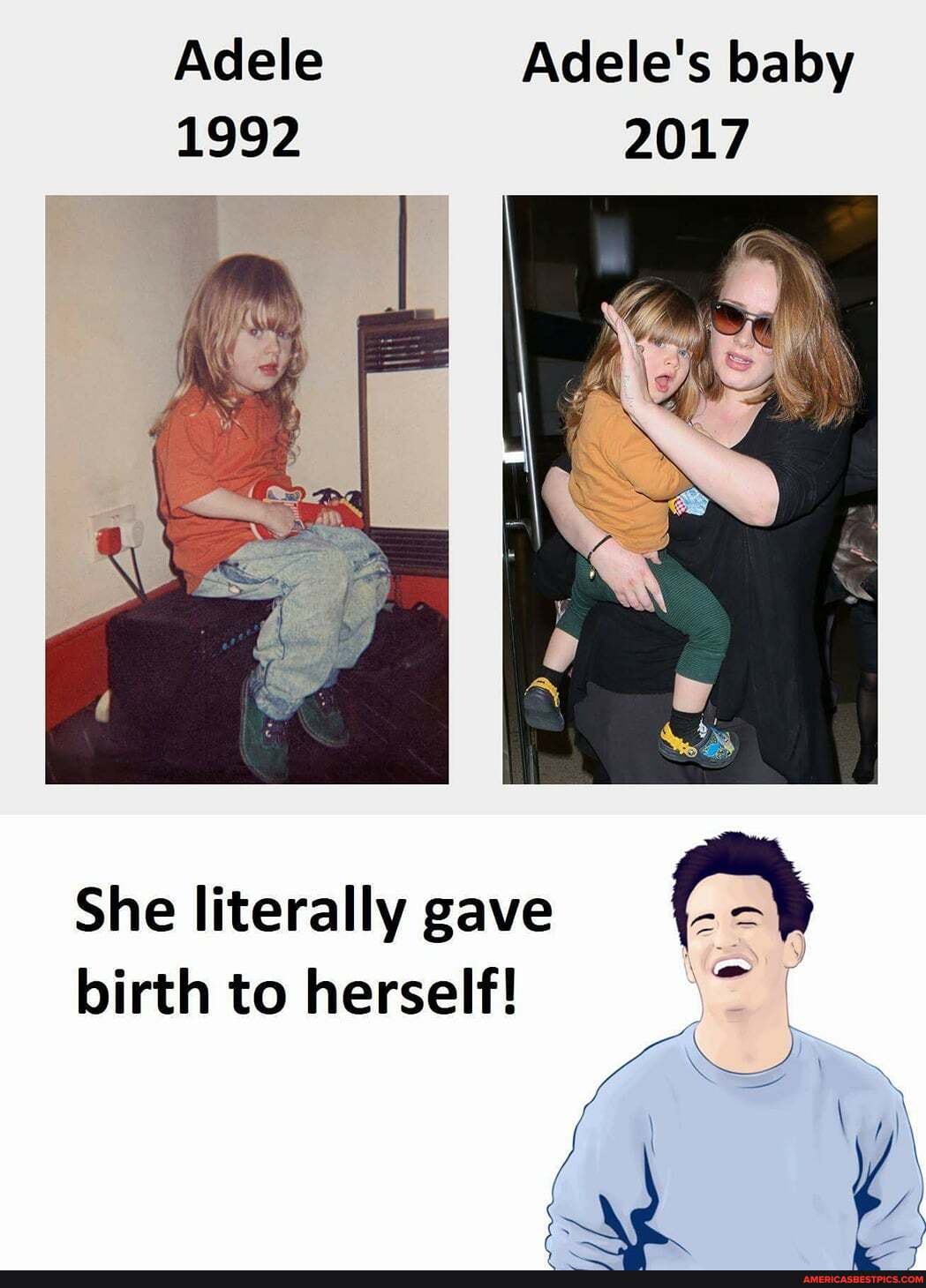 Adele Adele's baby
2017
She literally gave (
birth to herself!