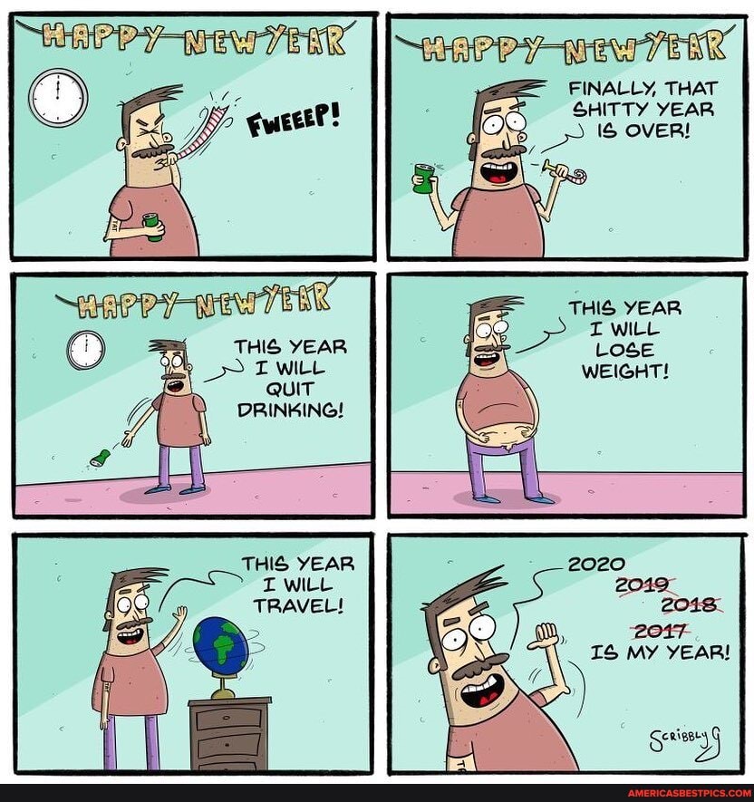 FINALLY, THAT SHITTY YEAR
THIS YEAR Lose
WEIGHT!
THIS YEAR TT witt
TRAVEL!
2049
2018
IS MY YEAR!