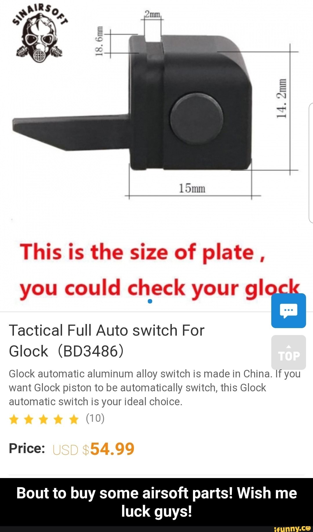 This is the size of plate , you could check your gl Tactical Full Auto