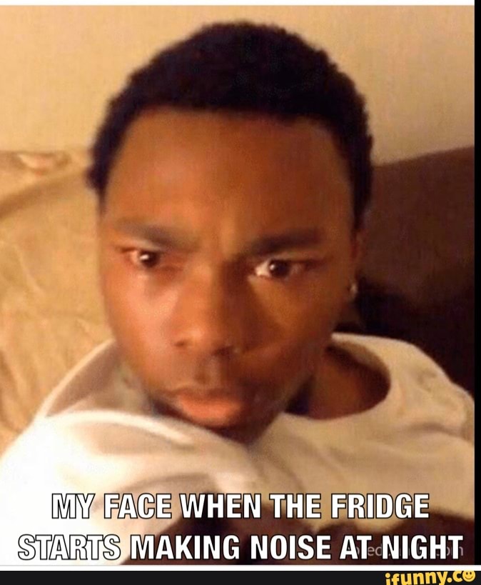 Miy FACE WHEN THE FRIDGE STARTS MAKING NOISE AT NIGHT