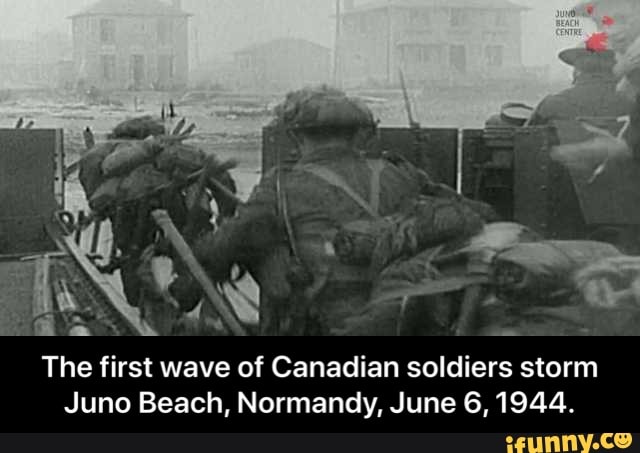 The first wave of Canadian soldiers storm
Juno Beach, Normandy, June 6, 1944. - The first wave of Canadian soldiers storm Juno Beach, Normandy, June 6, 1944.
