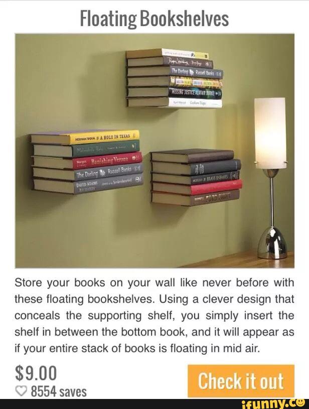 Floating Bookshelves Store your books on your wall like never before