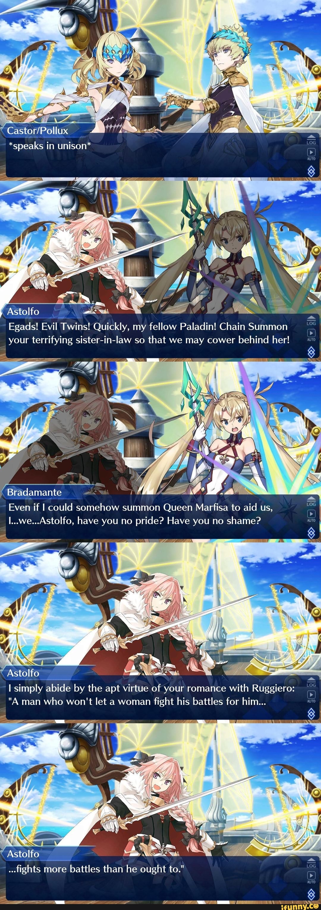 Astolfo Egads! Evil Twins! Quickly, my fellow Paladin! Chain Summon ...