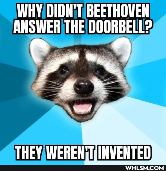WHY DIDN'T BEETHOVEN ANSWER THE DOORBELL?
THEY WEREN'T INVENTED