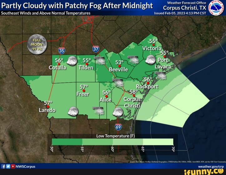 Weather Forecast Office Partly Cloudy with Patchy Fog After Midnight