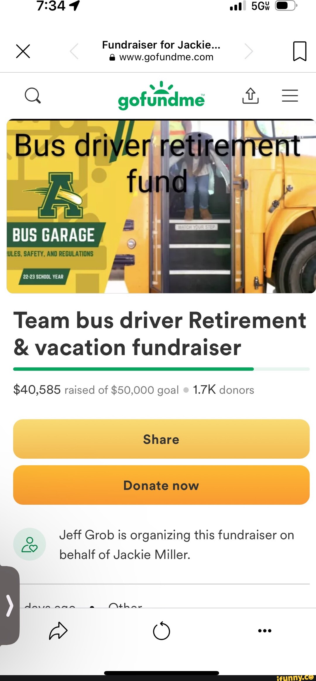 Fundraiser for Jackie... gofundme Bus dri Wer BUS GARAGE OLES, SAFETY