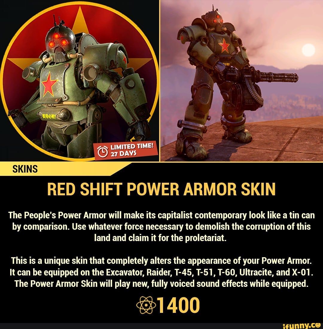 Time Red Shift Power Armor Skin The People S Power Armor Will Make Its Capitalist Contemporary Look