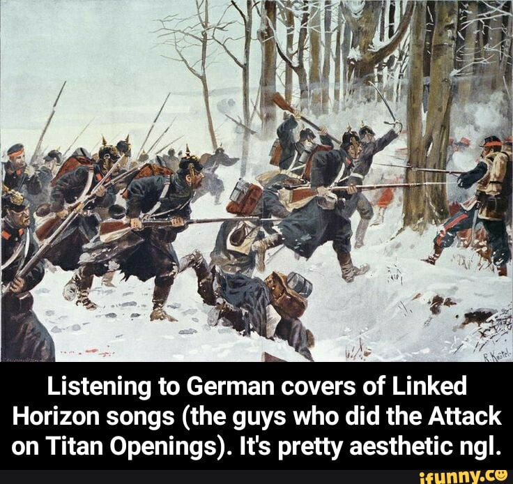 Listening to German covers of Linked Horizon songs (the guys