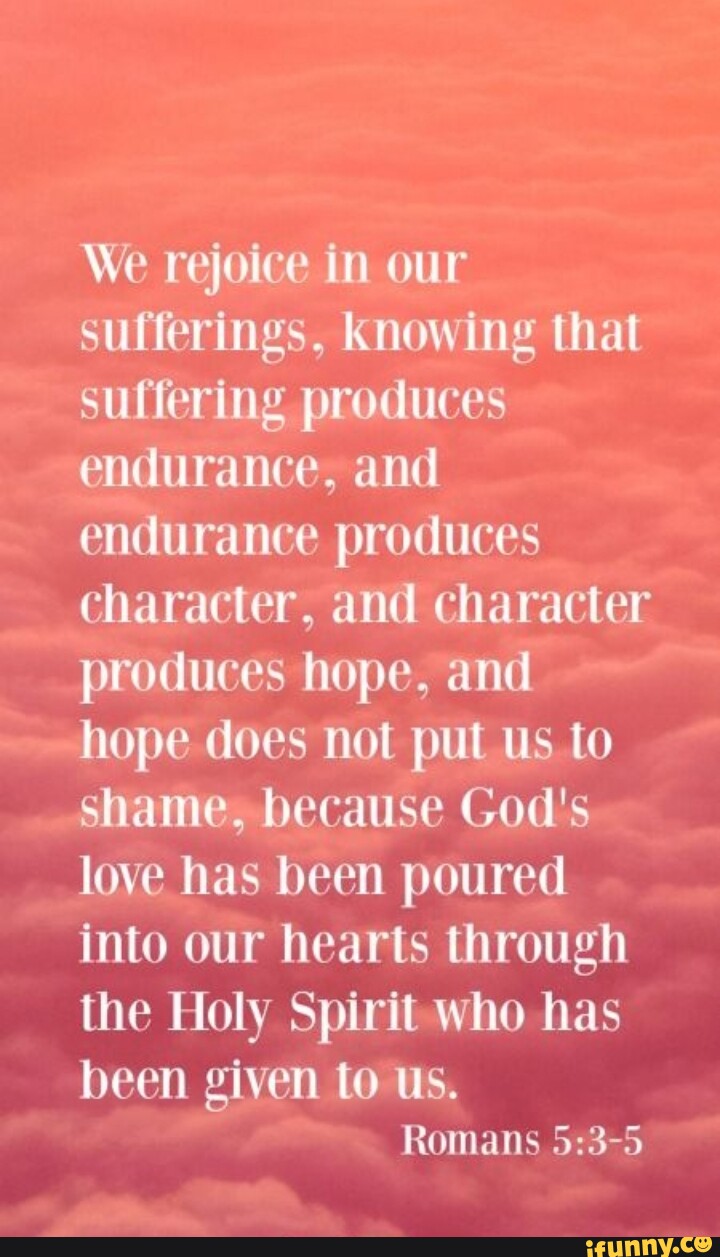 We rejoice in our sufferings, knowing that suffering produces endurance ...