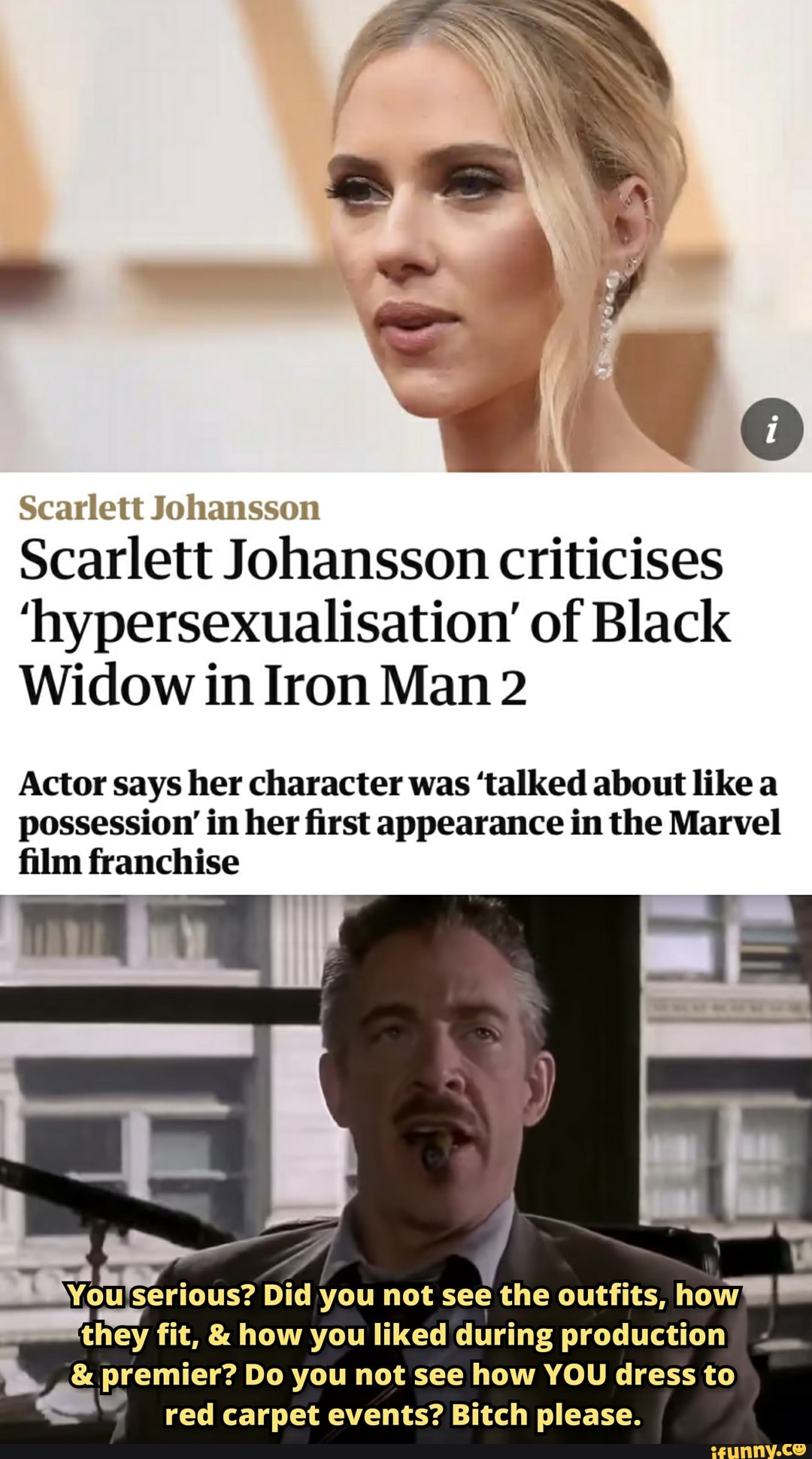 Scarlett Johansson Scarlett Johansson Criticises Hypersexualisation Of Black Widow In Iron Man 