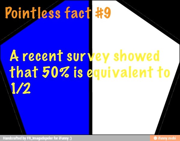 Pointless fact
A recent sur
that 50% is
1/2