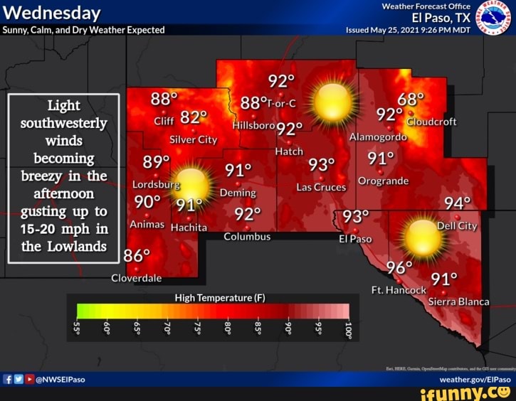 'Weather Forecast Office Wednesday EI Paso, TX 'Sunny, Calm, and Dry