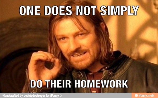 ONE
DOES NOT
SIMPLY
HOMEWORK
