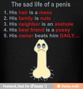The sad life of a penis
His
His
His
His
His
isa
is
isan
isa
beats him
