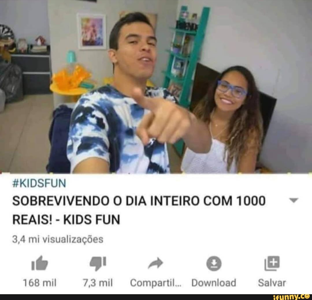 HKIDSFUN SOBREVIVENDO O DIA INTEIRO COM 1000
REAIS! - KIDS [FUN
3,4 mi visualizações
168 mil 73 mil Comparil. Download Salvar