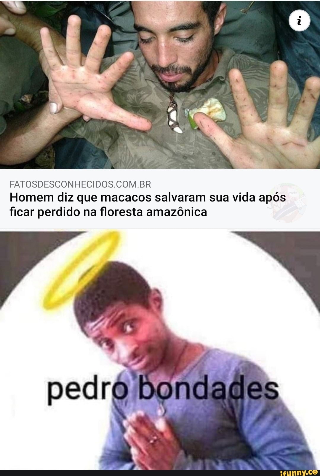 BR
Homem diz que macacos salvaram sua vida após ficar perdido na floresta amazônica
pedro