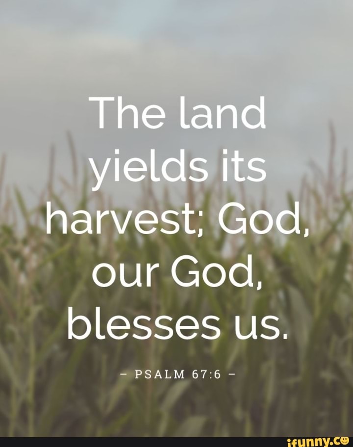 The land yields its harvest; God, our God, blesses US. PSALM - iFunny