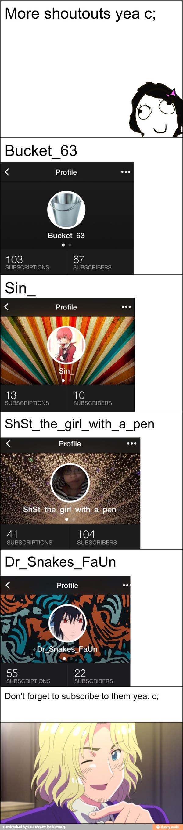 More shoutouts yea c;
Bucket_63