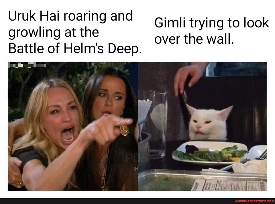 Uruk Hai roaring and growling at the Battle of Helm's Deep. Gimli