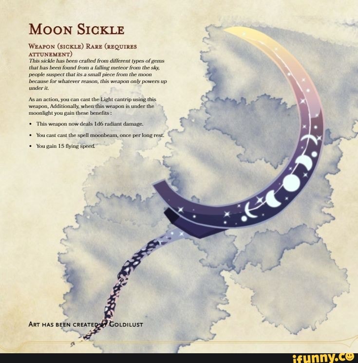 Moon SICKLE WEAPON (SICKLE) RARE (REQUIRES ATTUNEMENT) 'This sickle has ...