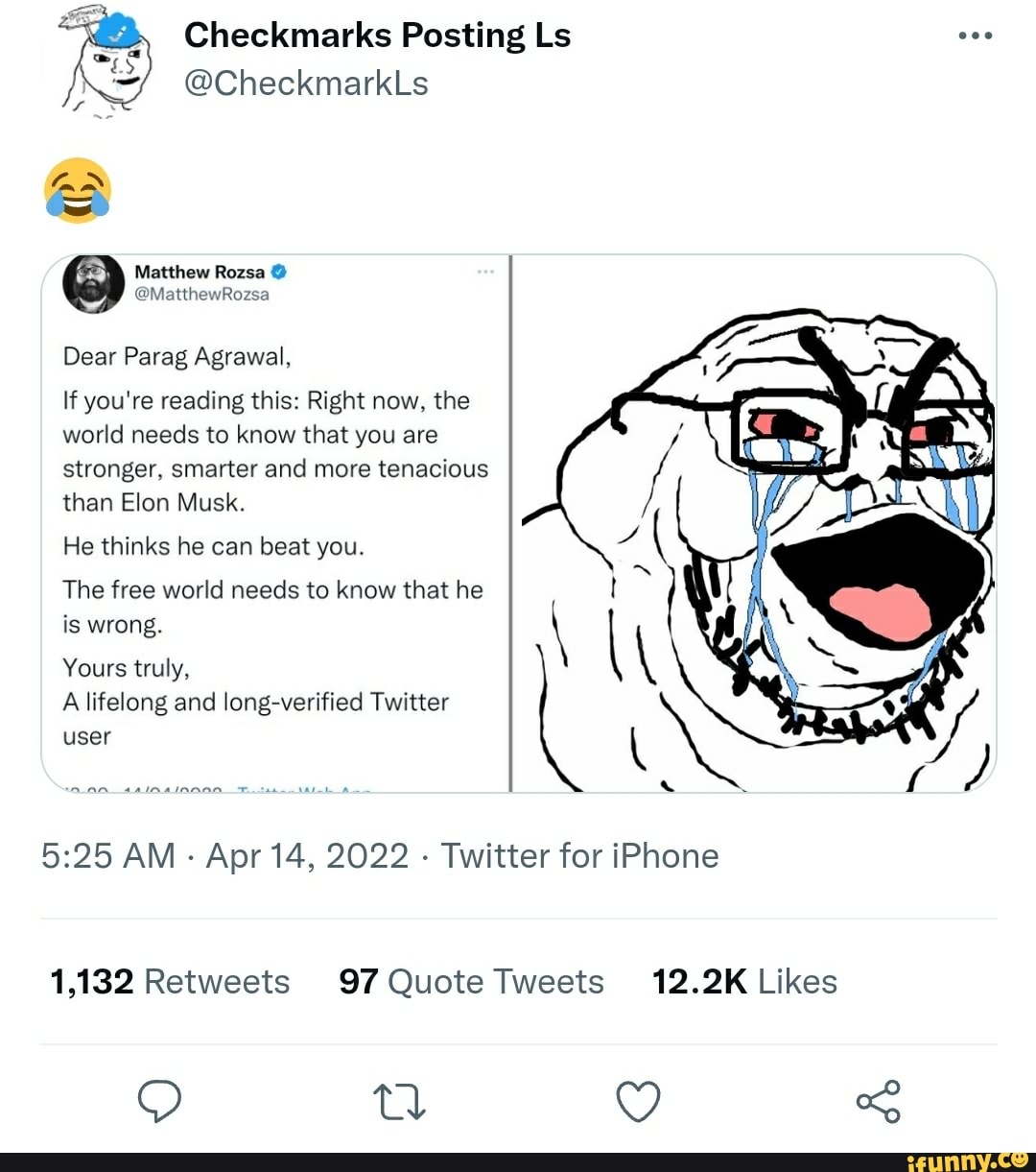 Checkmarks Posting Ls CheckmarkLs Matthew Rozsa Dear Parag Agrawal. If