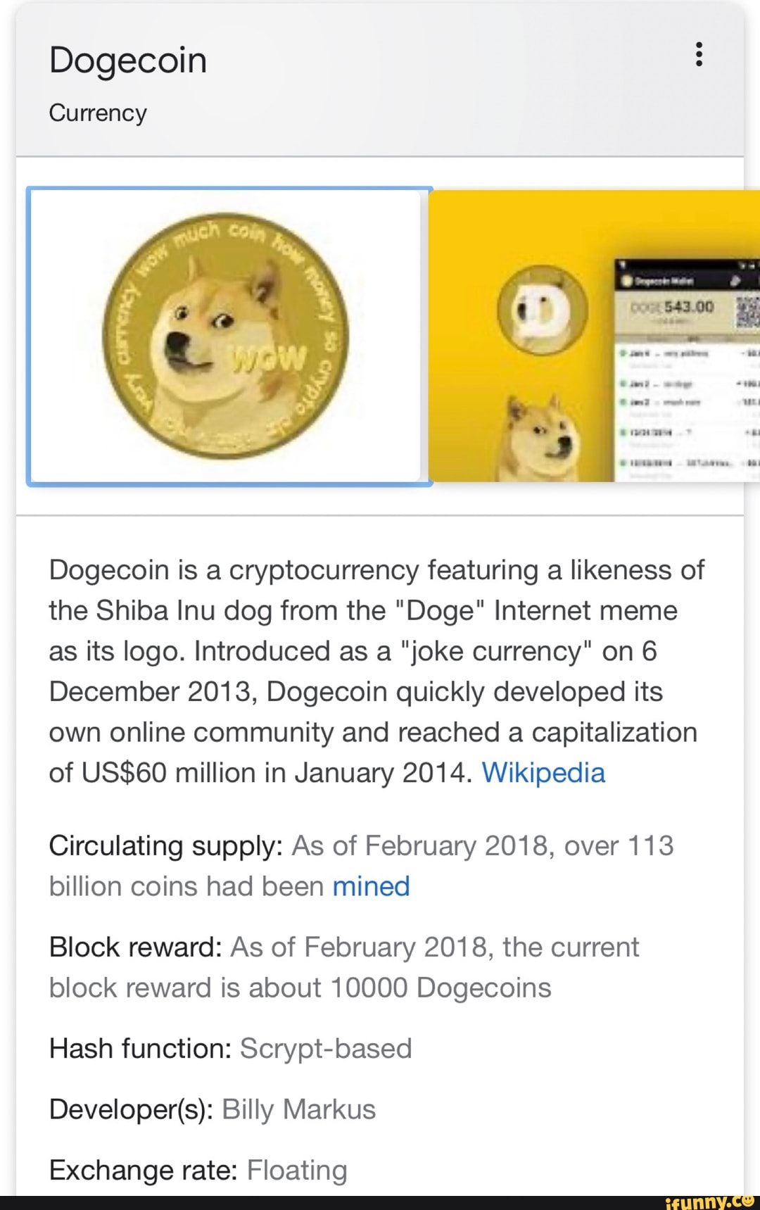dogecoin circulating supply history