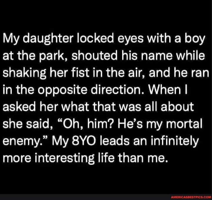 My daughter locked eyes with a boy at the park, shouted his name while