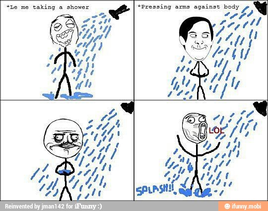 taking a shower e
e