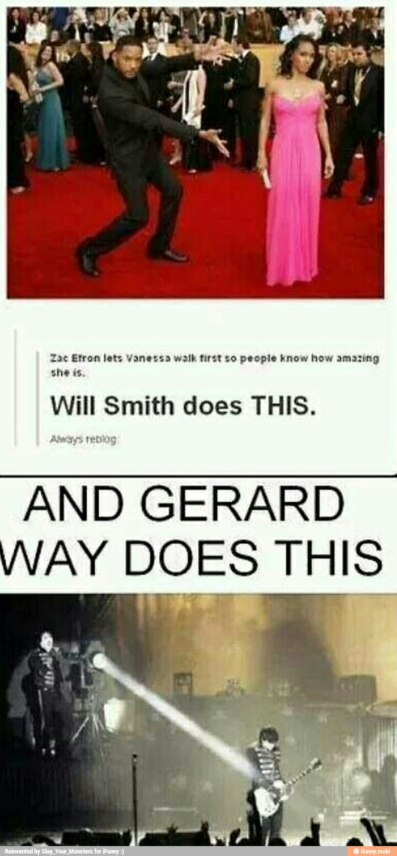 Za¢ Etron lets Vanetsa walk first to people know how amazing
she is
Will Smith does THIS.
AND GERARD
AY DOES THIS