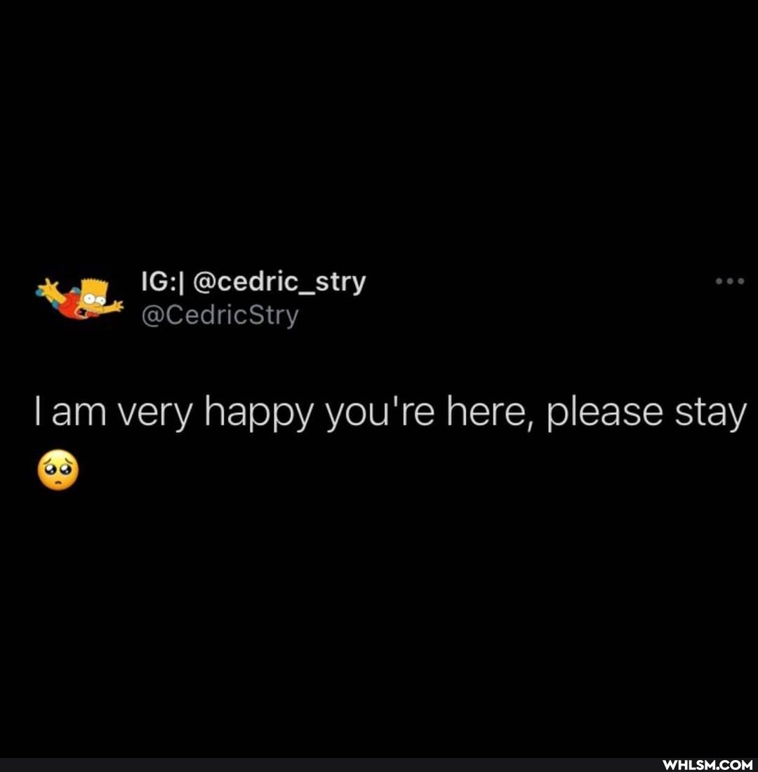 lam very happy you're here, please stay