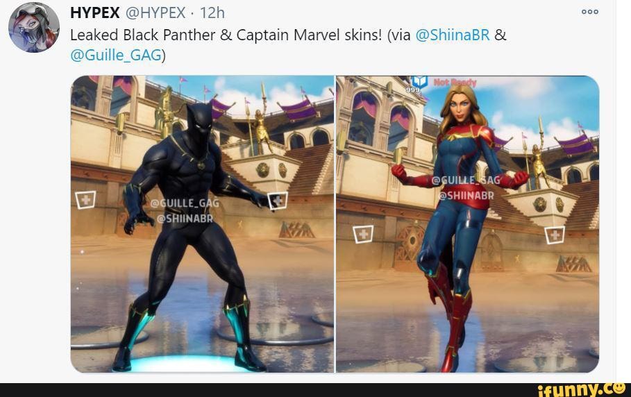 HYPEX Leaked Black Panther & Captain Marvel skins! (via @ShiinaBR @Guille_GAG) - iFunny