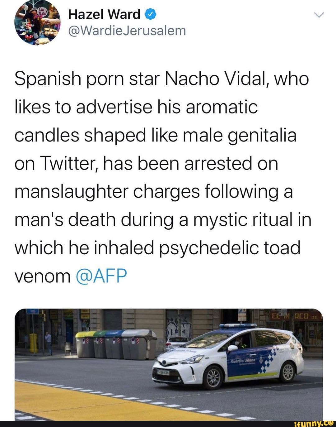 Spanish porn star Nacho Vidal, who likes to advertise his aromatic candles  shaped like male genitalia